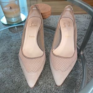 Christian Louboutin Mireille Nude Kitten Heels 38